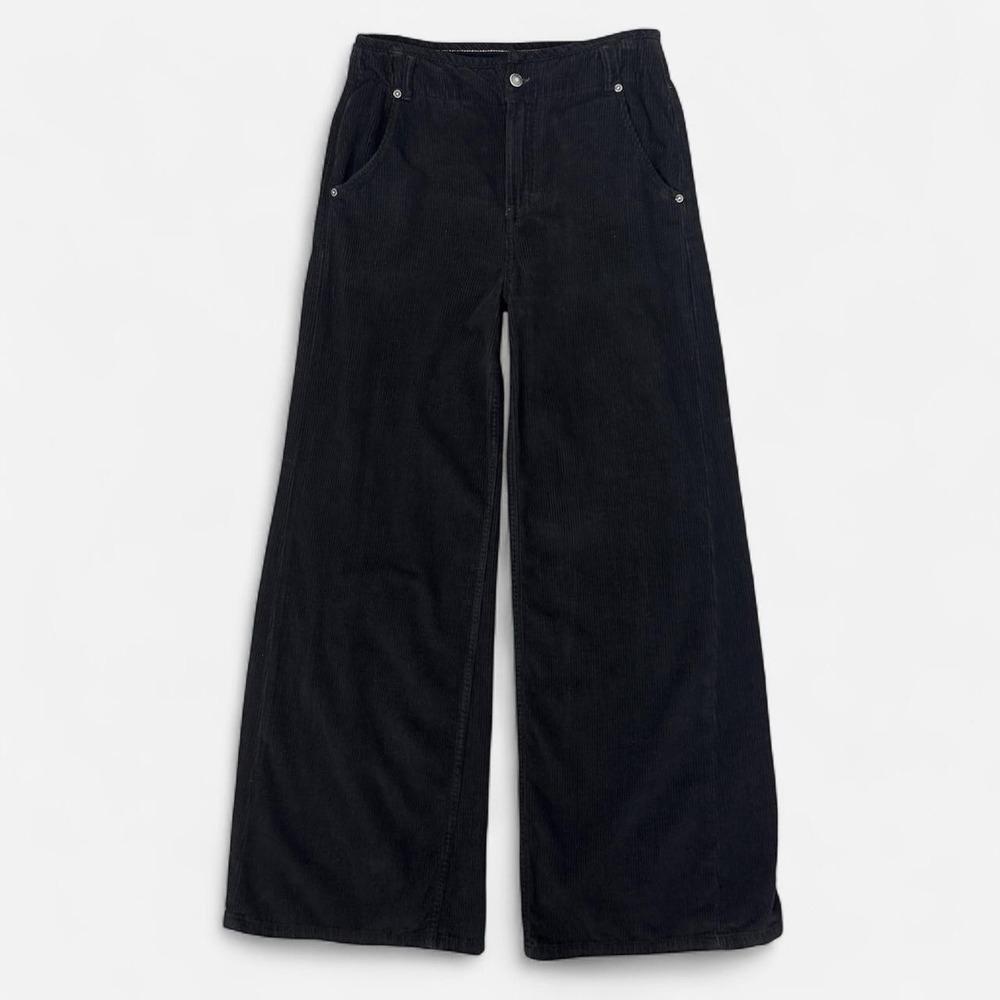 We The Free Free People Black Wide Leg Corduroy High Rise Straight Pants Size 27
